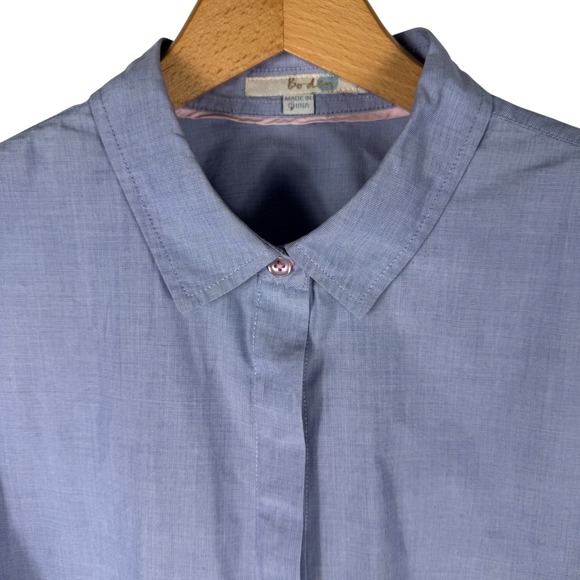 Boden Tops - Boden Womens Blue Micro Check Cotton Hidden Button Down Shirt WA629 US 16R